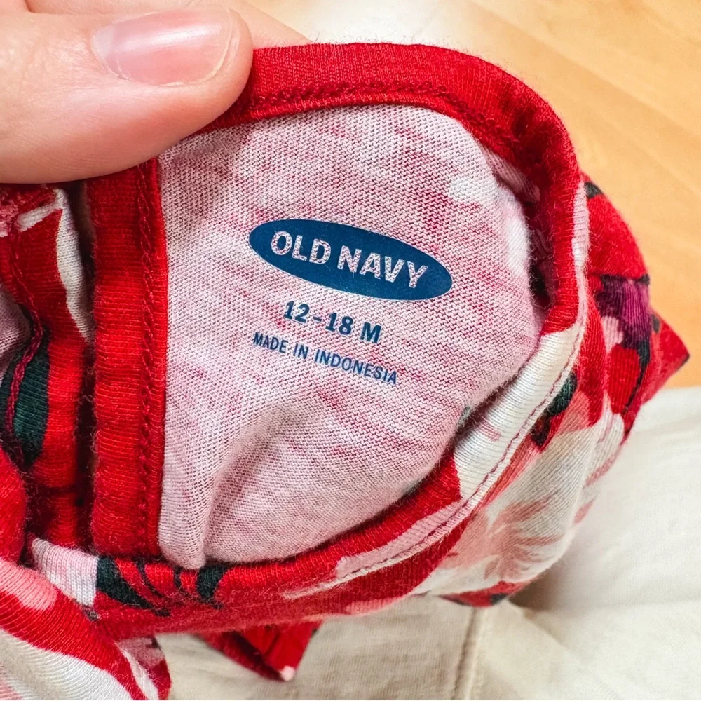 Old Navy Red Floral Long Sleeve Jumpsuit Size 12-18M